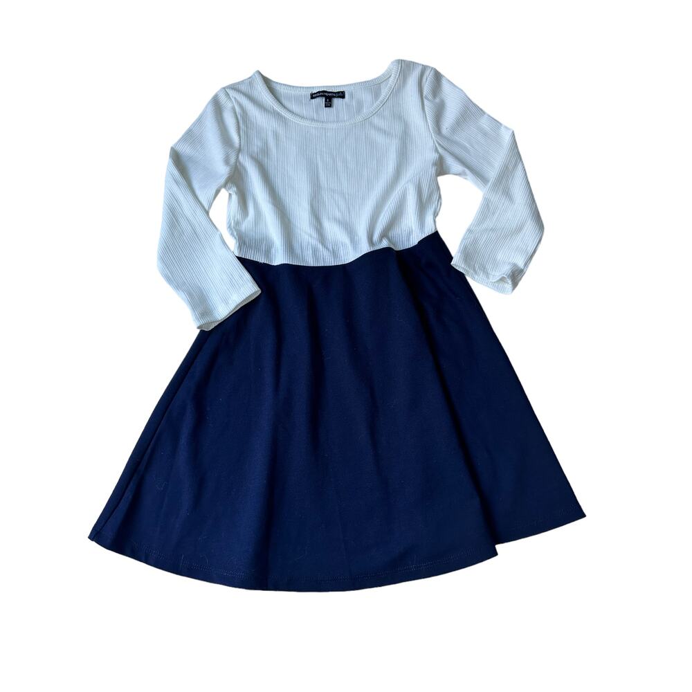 Sequin Hearts Girls Size 8 White and Blue Dress